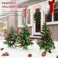 Best Choice Products 30 In Led Christmas Tree Path Lights With Berries Pine Cones And Ornaments Set Of 2 Sky5179 The Home Depot Led Christmas Tree Christmas Tree Decorations Led Christmas Lights