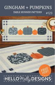 Gingham Pumpkins Table Runner Pattern Pdf In 2020 Pumpkin Table Runner Table Topper Patterns Table Runner Pattern