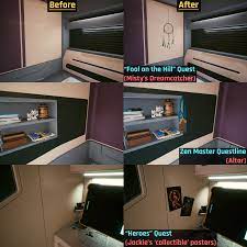 Updates Decorations That Are Added To V S Apartment After Finishing Certain Quests Or Questlines This Is What I Found So Far But There May Be More Potential Items I Missed Note This Excludes