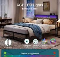 Cadre Lit Complet LINSY avec Tête de Lit, Lumières Guadeloupe | Ubuy