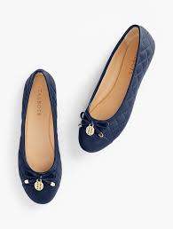 Penelope Charm Quilted Leather Flats Talbots