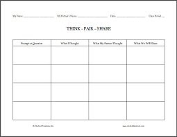 Think Pair Share T Chart Worksheet Student Handouts