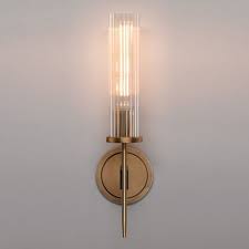 Modern Minimalist 1 Light Cylinder Clear Ribbed Glass Shade Wall Sconces In Gold Black Modern Wall Sconces Wall Sconces Bedroom Wall Sconces Living Room