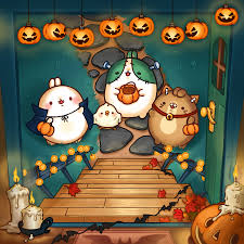 Kawaii wallpaper iphone wallpaper molang wallpaper bunny wallpaper fall wallpaper cute drawings cute fall wallpaper kawaii halloween pattern wallpaper. Happy Halloween Molang