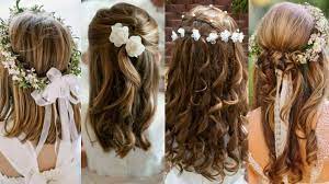 Elegant flower girl hairstyle updo with purple flowers. 70 Adorable Flower Girl Hairstyles Easy To Make Yve Style Com