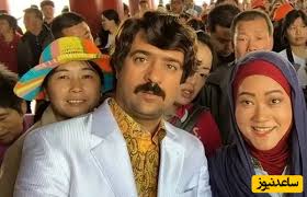 «ارسطو» (پایتخت) و همسرش «مونا» در کنار «الناز حبیبی» در نمایشگاه نقاشی