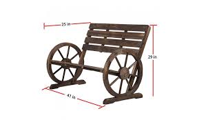 Made of solid fir wood with a dark brown finish, slatted backrest & seat, and base rails for stabilization, making this bench a lasting. Up To 72 Off On New Wooden Wagon Wheel Bench Groupon Goods