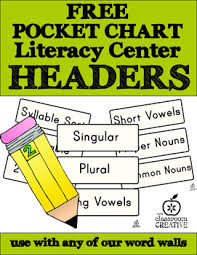 free literacy center labels for pocket charts