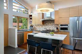 When it comes to seating at an island, both the chair/stool and island design must be taken into account. Modern Small Space Modern Island Kitchen Design