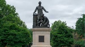 A statue of abraham lincoln with a freed black man appearing to kneel at his feet has been removed from its workers remove the emancipation group statue from its pedestal in park square. Lincoln Statue With Kneeling Black Man Becomes Target Of Protests Gv Wire