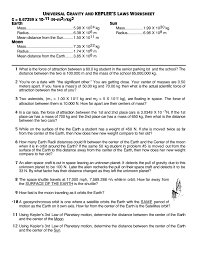 Two students are sitting 1.50m apart. Universal Gravity And Kepler S Laws Worksheet