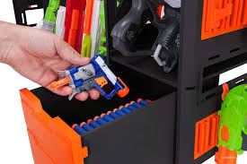 Nerf gun rack backlite by led's. Buy Nerf Elite Blaster Rack Storage For Up To Six Blasters Including Shelving And Drawers Accessories Orange And Black Online In Turkey B0852pq6km