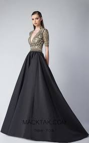 Black And Gold Long Sleeve Prom Dress Edward Arsouni Fw0239 Black Gold Front Dress Evening Gowns Elegant Gowns Evening Gowns