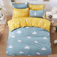 Black And White Moon Duvet Cover Set Duvet Cover Set 4 Piece A Cute Clouds Moon Rain Blue Yellow Patterna Twin Size Includes Bedspread Flat Shee Bedding Sets Quality Duvet Covers Bed Spreads