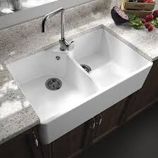 The top of the sink needs to be even with the cabinets so the counter will sit correctly. Double Kitchen Sink Farmhouse Sanindusa Without Drainboard Ceramic Apron Front