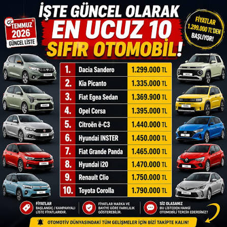 İki Milyon TL Altına Sıfır Otomobil Almak Hala Mümkün mü? İşte Liste!