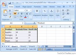 Ms Excel 2007 How To Create A Bar Chart