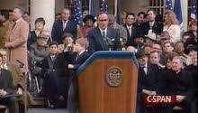 Andrew giuliani made headlines for hijacking his father's inauguration ceremony in 1994. New York Mayoral Inauguration C Span Org