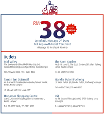 Find your nearest branch or services now. Promo Expired Enjoy Special Price Of Rm38 For A Relaxing Massage Or Facial