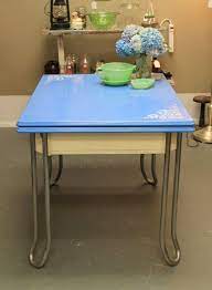 Maybe you would like to learn more about one of these? Pretty Blue Enamel Table With Sliding Leaf Vintage Kitchen Table Table Retro Table