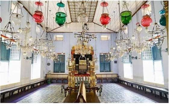 The synagogue at the end of a quiet lane in the old Jewish quarter of Cochin, Kerala. Photograph circa 1930s. Latest photo in the comments section .