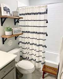 Shiplap continues from the vanity and wraps around the shower stall base for a cohesive. Better Homes And Gardens Boho Chic Shower Curtain Walmart Com Farmhouse Bathroom Decor Modern Farmhouse Bathroom Restroom Decor