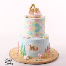 Birthday Cake For Her Images Little Mermaid Mia Turned 4 And Celebrated Her Birthday At The Aquarium This Adorable Under The S Mermaid Birthday Cakes 4th Birthday Cakes 1st Birthday Cakes