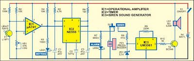 Smoke detector circuit diagram below does not use ionization detection, gas or optocouplers it use two photoresistors (ldr's) and an led. Light Sensitive Alarm Circuit Detailed Circuit Diagram Available