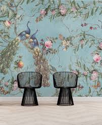 Mural Peacocks And Flowers Per Sqm In 2020 Wallpaper Flowers Peacock Theme