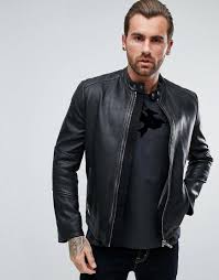 Boss Orange By Hugo Boss Jeeper Leather Biker Jacket In Black Black Bossorange Cloth Leatherjacke Boss Leather Jacket Leather Jacket Men Leather Jacket