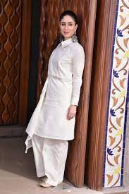 Kareena Kapoor Khan In Designer White Pant Suit Stylish Dresses Pakistani Dress Design Cotton Suit Designs