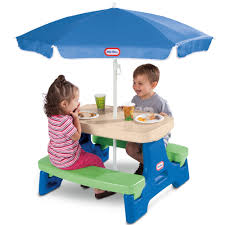 Little Tikes Easy Store Jr Play Table With Umbrella Walmart Com In 2020 Kids Picnic Table Little Tikes Picnic Table Picnic Table With Umbrella