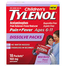 Childrens Tylenol Pain Fever Ages 6 11 Dissolve Packs