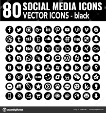 80 Round Social Media Icons Vector Black Social Media Icons Social Media Icons Vector Media Icon