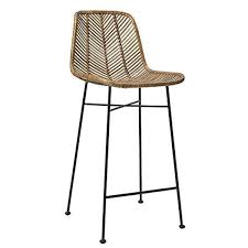 20 1 2 Lx40 1 2 H Rattan Bar Stool Natural W Metal Frame Rattan Bar Stools Bar Stools Bar Stool Chairs