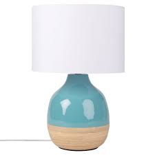 Lampe En Bambou Bleu Et Abat Jour En Coton Blanc Sur Maisons Du Monde Piochez Parmi Nos Meubles Et Objets Deco Et F Zimmereinrichtung Lampenschirm Kleinmobel