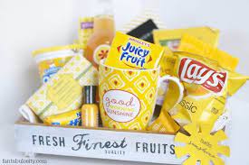 Show them you care even when you can't be there. Box Of Sunshine Gift Ideas Gift Baskets Of All Things Yellow Fantabulosity