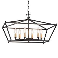 Designers would be happy to find this post, because 20 photos of classic, modern and. Laluz 6 Light Black And Gold Geometric Lantern Modern Chandelier Lowes Com In 2021 Modern Farmhouse Chandelier Dining Room Light Fixtures Modern Chandelier