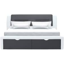 Lit avec rangement et sommier. Lit Adulte Contemporain Avec Tiroirs De Rangement Simili Gris Fonce Blanc Sommier Inclus 160 X 200 Cm Scarlette Cdiscount Maison