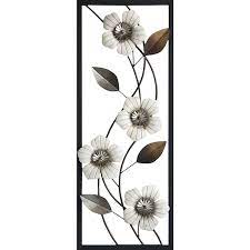 White metal flowers wall decor. 36 X14 White Metal Floral Framed Wall Decor At Home