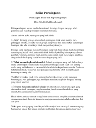 Kedua, dipahami dengan perniagaan dalam pengertian umum. Etika Perniagaan