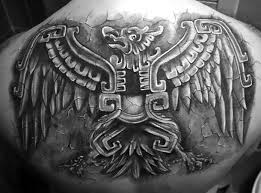Aztec eagle tattoo on left half sleeve. Cool Aztec Eagle Tattoo Idea