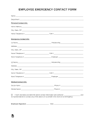 Looking for 7 employment contract form samples free sample example format? Free Employee Emergency Contact Form Pdf Word Eforms