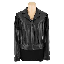 Bagatelle Faux Leather Fringe Jacket Black