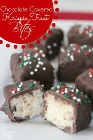 Chocolate Covered Krispie Treat Bites Recipe Christmas Food Desserts Easy Dessert Recipes Christmas Dessert Recipes For Kids