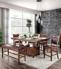 Wood is dark oak finish; Wichita 7 Piece Counter Height Dining Set In Light Walnut Finish By Furniture Of America Foa Cm3061pt