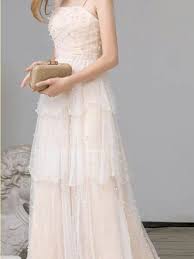 Organza Fabric Full A Line Wedding Gown With Pearls Champagne Wedding Dress Awd1634 With Images Wedding Dresses Unique Casual Wedding Dress Wedding Dresses Lace