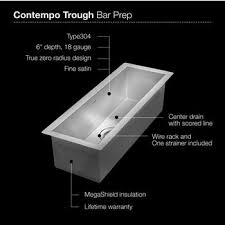 Classic undermount stainless steel 60/40 double bowl kitchen sink, small bowl left. Kitchen Sinks 23 W Undermount Trough Bar Prep Sink Stainless Steel Construction By Houzer Kitchensource Com
