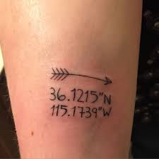 longitude and latitude of las vegas with arrow in honor of the birth place of both my sons vegas tattoo coordinates tattoo tattoos for daughters vegas tattoo coordinates tattoo