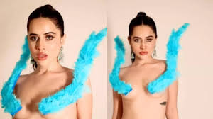 Urfi Javed goes TOPLESS after recording statement over Chitra Waghs  complaint. Barely covers modesty with wings | Entertainment News, Times Now